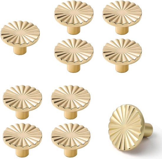 4 Runde Schrankknöpfe – Einlochmontage – Gold