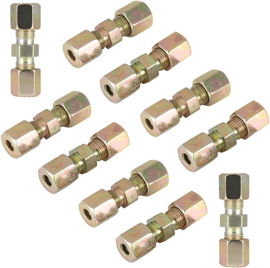 Pack Of 10 Brake Line Connectors 4.75 Mm, Brake Pipe Connector Without Flaring, Repair Connector For Brake Lines, Easy Brake Line Repair