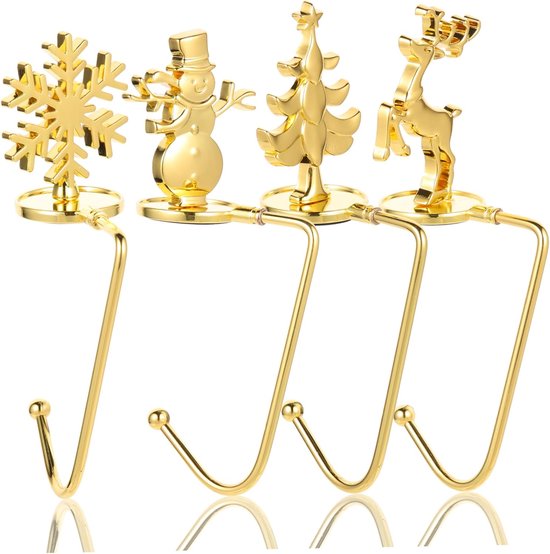 4 Stück Weihnachtshaken Für Den Kamin Kaminstrumpfaufhänger Weihnachtshaken Für Den Kaminsims Haken Für Weihnachtskugeln Goldene Girlanden Aus