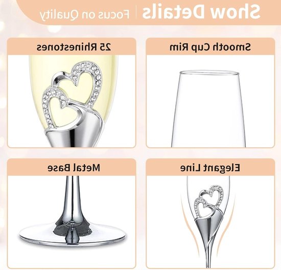 Champagnergläser Silber 2 Stück 200 Ml