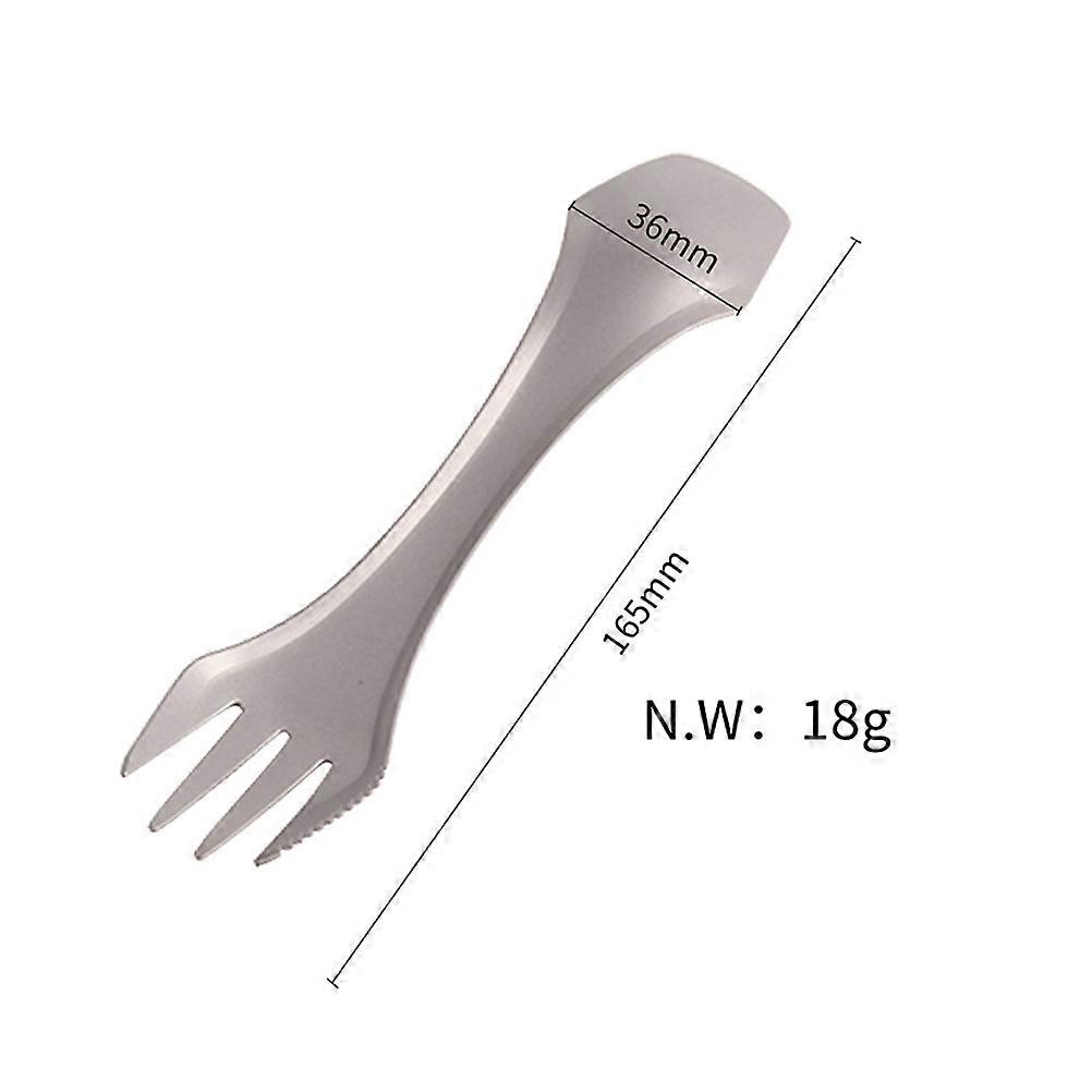 Multifunktionales Titan-gabel-löffel-besteck Für Den Outdoor-einsatz, Silber