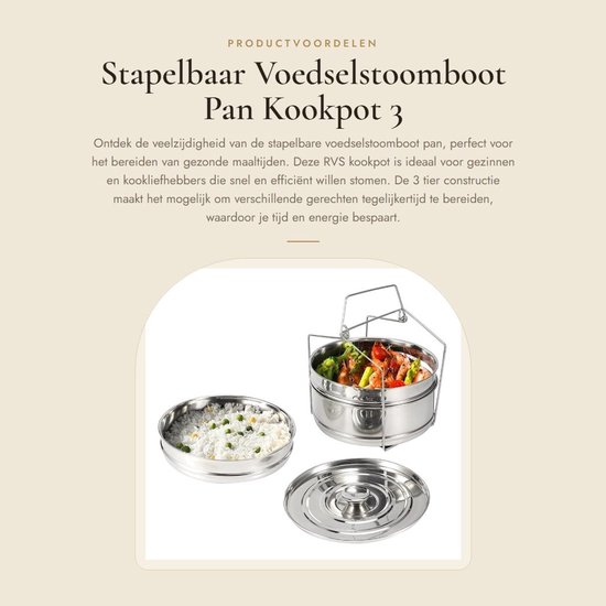 Stapelbarer Dampfgarer Kochtopf 3 Stöckiges Dampfgarzubehör Silber Für Herdplatten 19 Cm
