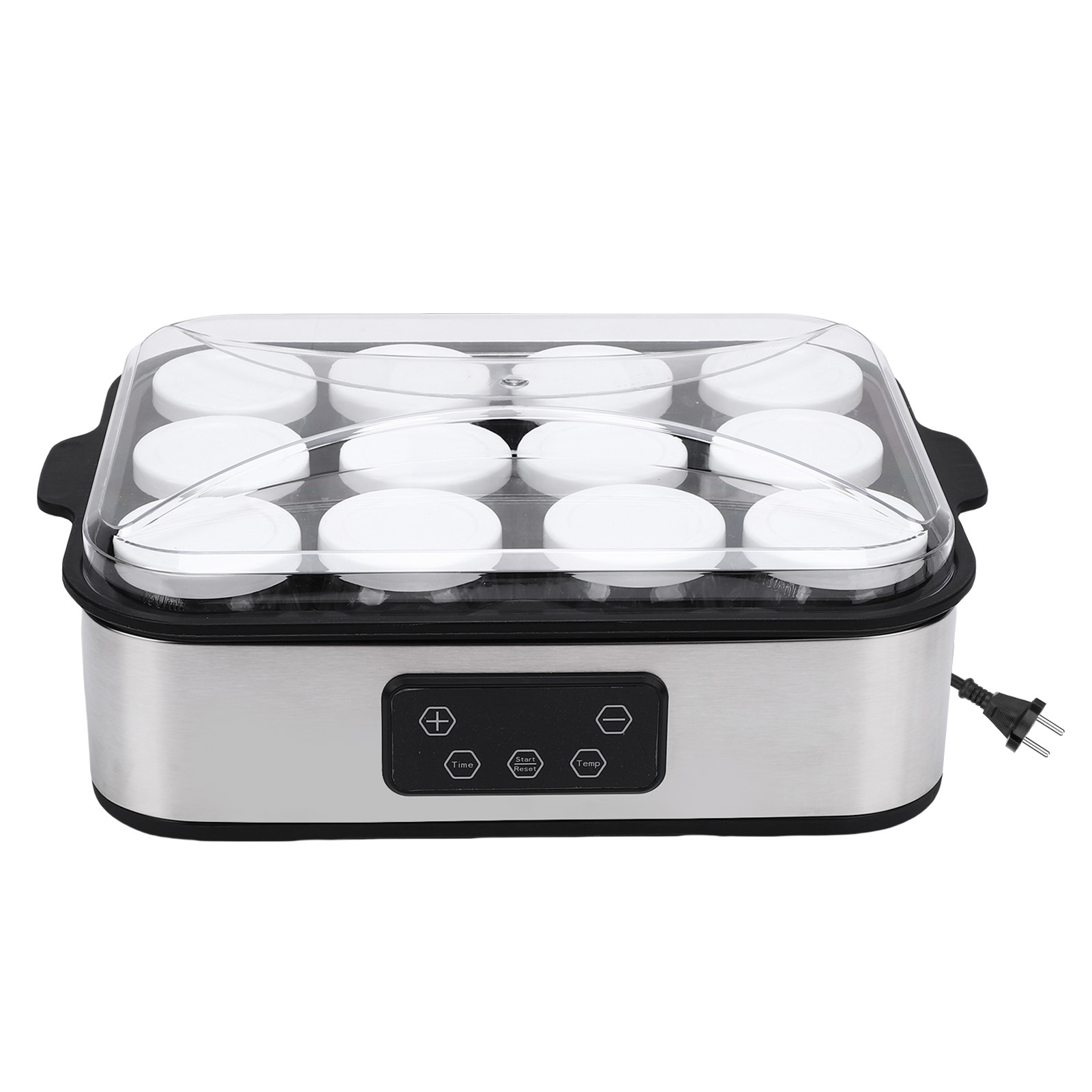 Automatischer Elektrischer Joghurtbereiter Mit 0-48-stunden-timer, Konstanter Temperaturregelung Und 12 X 180-ml-gläsern. 220-v-eurostecker.