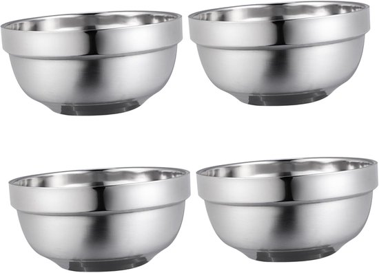Edelstahl Kinderschüsseln Doppelwandige Suppenschüsseln Hitzebeständig Isolierendes Vakuumdesign 12 Cm Durchmesser Silber