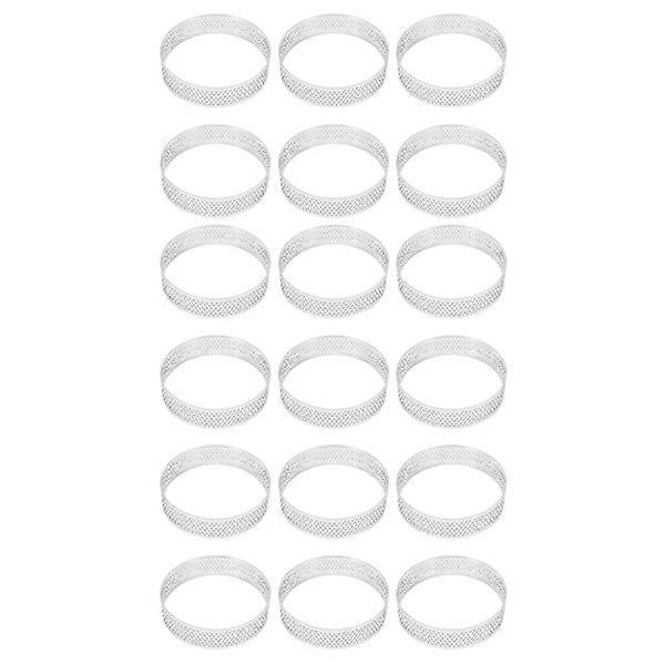 18 Stück 8 Cm Runde, Perforierte Edelstahl-tarteringe