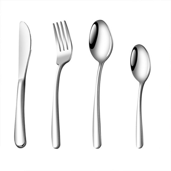 Edelstahl Besteckset 4 Teilig Tafelmesser Gabel Löffel Dessertlöffel Haushalt Silber Bestecksets Für Küche Und Restaurant Küchenutensilien Set Mo