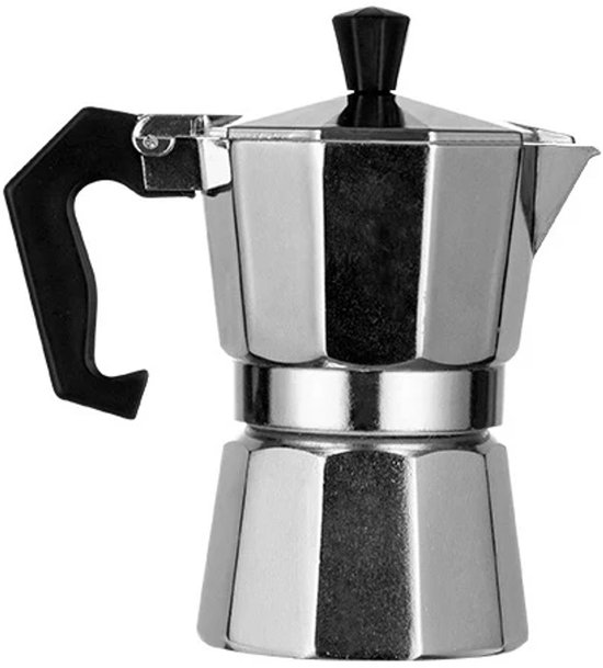 Klassische Moka Kanne Für 3 Tassen (150 Ml), Espressokanne Für Den Herd, Aluminium, Silberfarben, Kubanische Kaffeemaschine, Für Camping, Für Die
