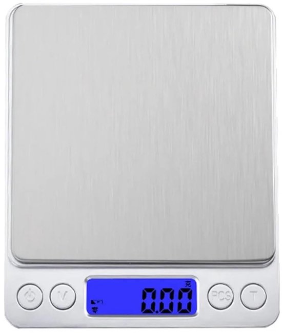 Digitale Küchenwaage – Präzise Wiegegenauigkeit – Edelstahloberfläche – 0,01 G Genauigkeit – Silberfarben