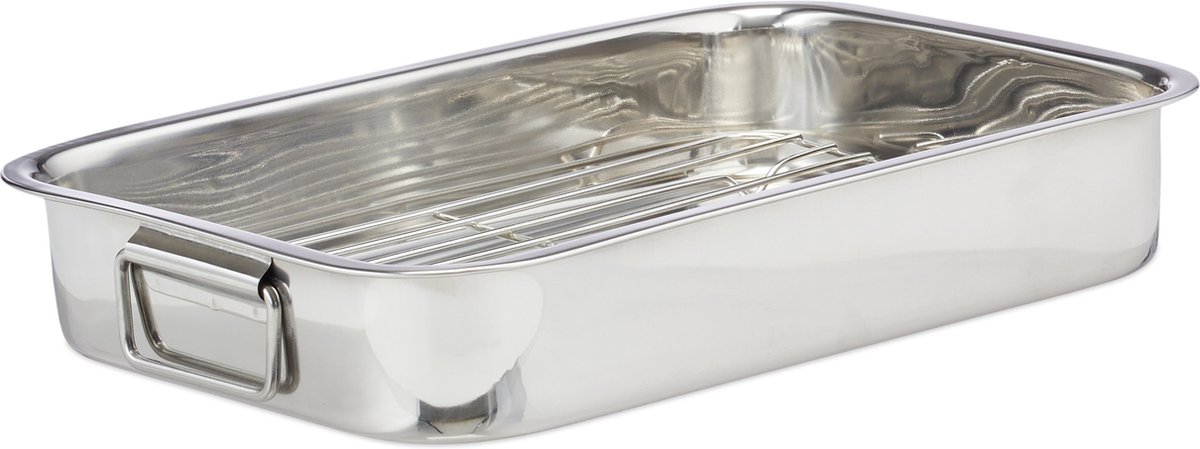 Bratform Mit Rost – L – Edelstahl – Ofenfest – Spülmaschinenfest – Silber