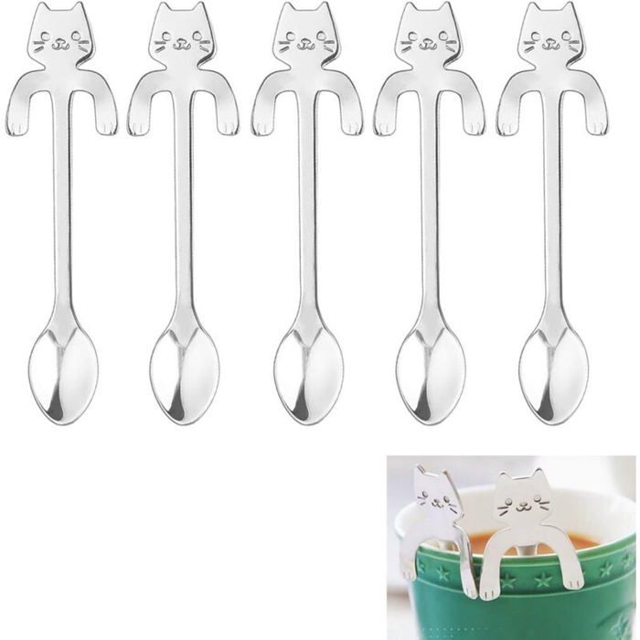5 Katzenförmige Kaffeelöffel Aus Edelstahl 304, 11,7 Cm