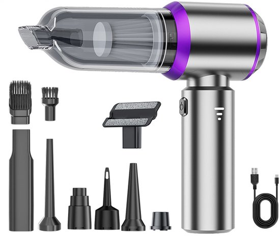 Mini-akku-handstaubsauger – 15000 Pa – 3 Geschwindigkeitsstufen – Silber