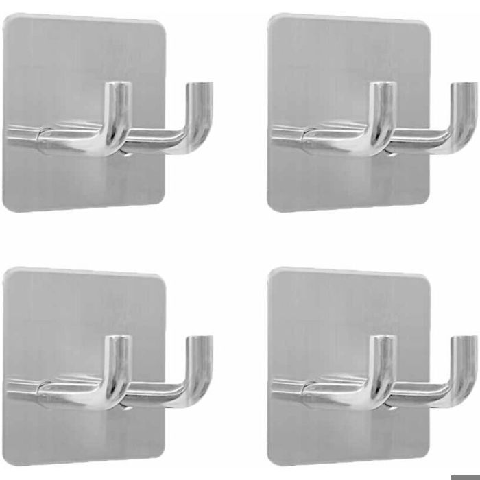 Selbstklebende Wandhaken – Edelstahl 304 – 4er-pack – Silber – Grundfläche 4,5 X 4,5 Cm – Maximale Tragkraft 3 Kg