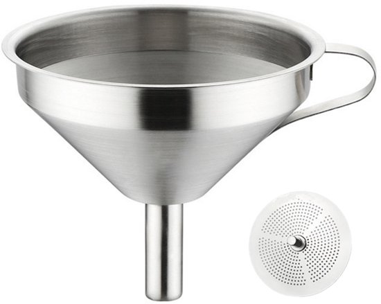 Trichter Mit Filter Edelstahl 13 Cm Küchentrichter Aus Edelstahl Mit Seitlichem Griff Spülmaschinenfest Silber