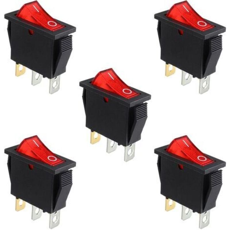 Lablanc – 5 Stück Rot Beleuchtete Wippschalter, Ein/aus 3-polig 3-positionen Wippschalter Für Boote Snap Ac 250v/15a 125v/20a Kcd3-101