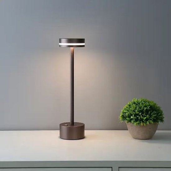 Kabellose Led Tischleuchte Mit Akku (1800 Mah), 3 Dimmbaren Farben, Zum Lesen, Arbeiten Im Homeoffice, Essen Oder Als Nachtlicht Silber