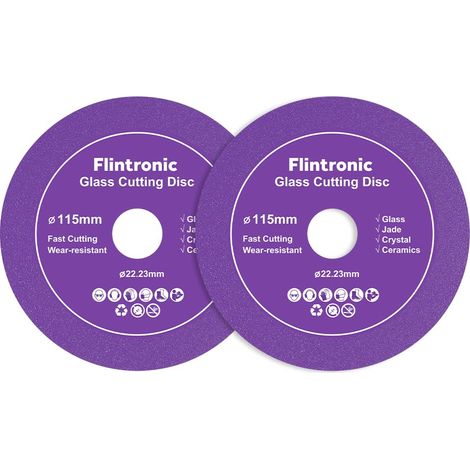 Flintronic 2er-pack Glastrennscheibe, 115 Mm Diamant-fliesentrennscheibe, Diamanttrennscheibe, Fliesentrennscheibe Für Flaschen, Porzellan, Jade, Granit, Glas (115 X 22,23 Mm)