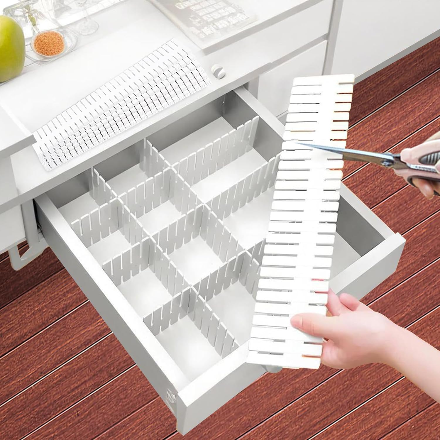Schubladeneinteiler, 20 Stück, Verstellbare Schubladeneinteiler Für Unterwäsche, Socken, Make-up, Bürobedarf (weiß)