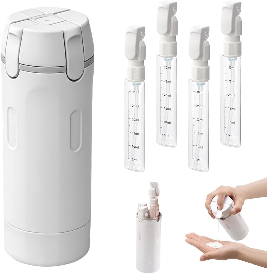 4-in-1 Travel Dispenser Refillable, Travel Bottles For Filling, Portable Silicone Travel Bottles, Leak-proof Travel Bottles Set With Scale And Label, Travel Bottles For Toiletries, Shampoo