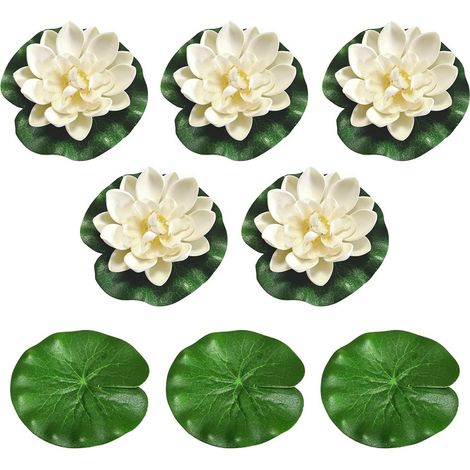 Set Mit 8 Teichdekorationen - Mini-teich - Schwimmende Kugeln Für Mini-teiche - Dekorative Lotusblätter Aus Eva - Für Teiche, Gärten, Springbrunnen (blumen)
