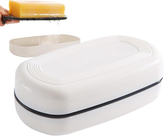 Reiseseifenschale – Tragbare Seifenbox – Hygienisch – Doppellagiger Abtropfkorb – 15,5 X 9,5 Cm – Weiß