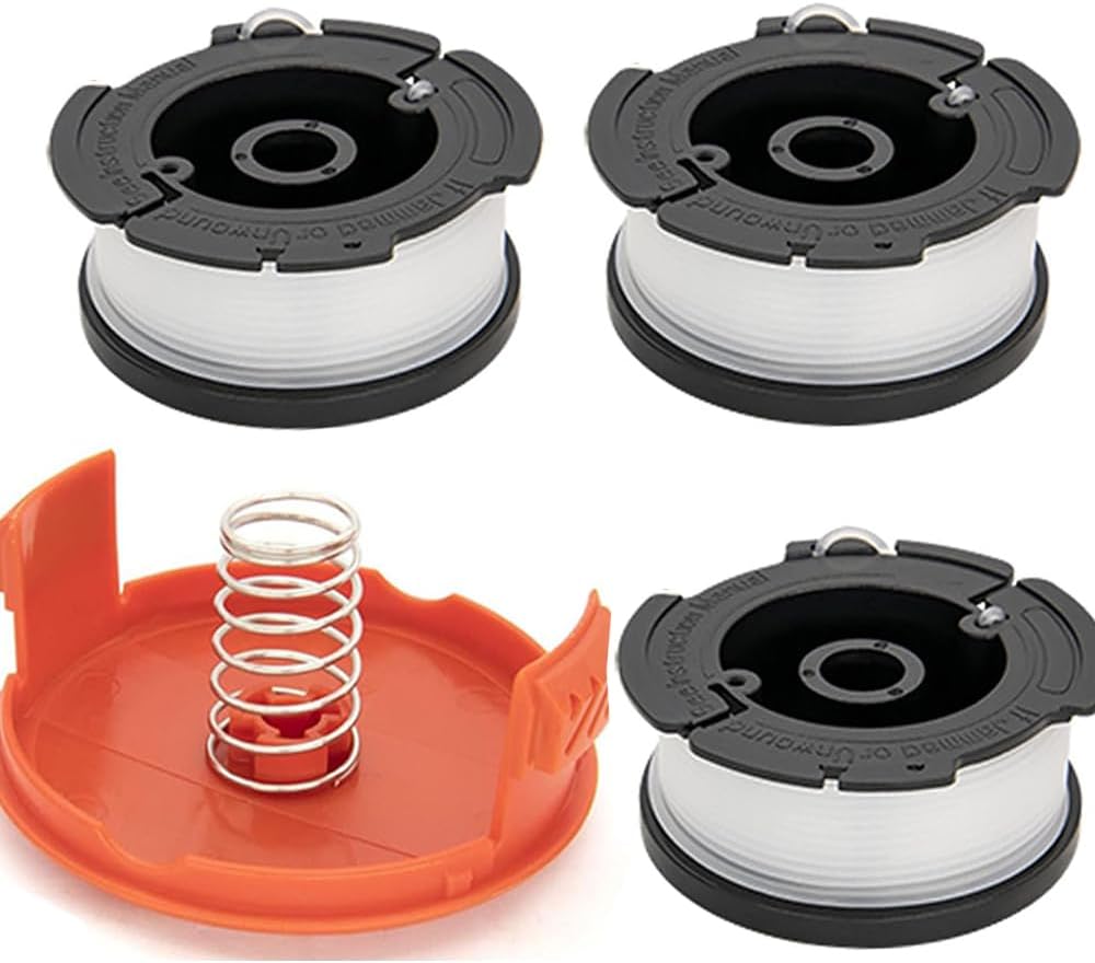 Set Mit 3 Spulen Für Freischneider, Kompatibel Mit Black & Decker Af-100 St5530-gb, Glc3630l20-gb, Stc1820pc-gb, Besta530-gb Und Besta525-gb, Inklusive Spulenabdeckung Und Feder