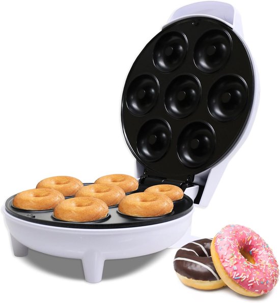 Mini Donut Maker, Für Feste, Kinder, Frühstück, Snacks, Desserts Etc., Antihaftbeschichtet, Backt Bis Zu 7 Donuts Gleichzeitig, Weiß