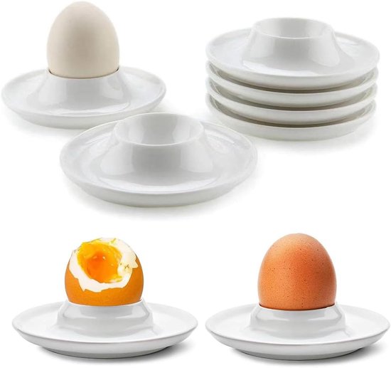 6er Set Eierbecher Aus Kunststoff Mikrowellen Und Spülmaschinengeeignet Für Weiche Und Harte Eier, Mit Breitem Rand Als Schale