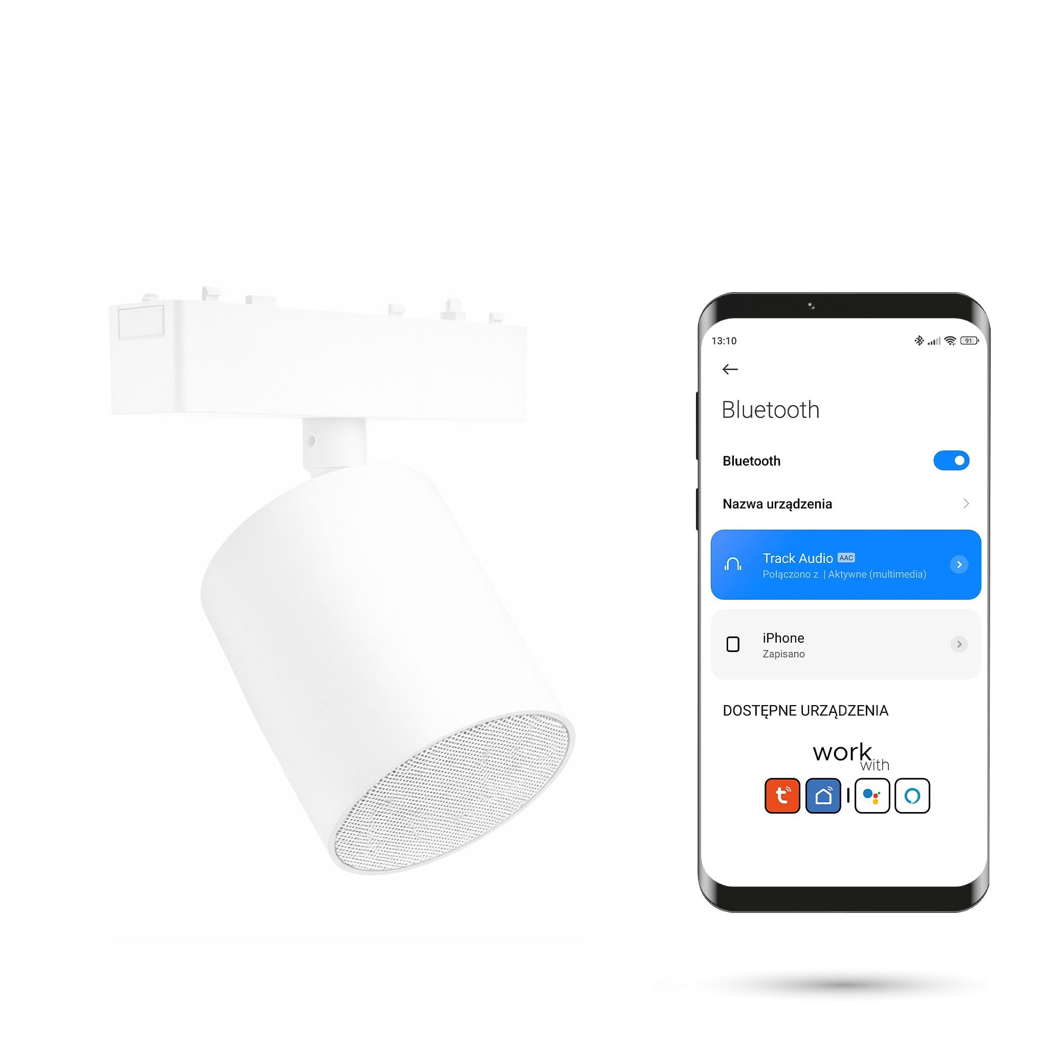 Bluetooth-lautsprecher Für Magnetschienen Slim Track 48vdc Weiß