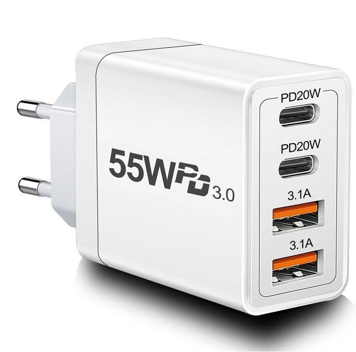 55-w-schnellladung – Multisektor – 4 Usb-anschlüsse – Ipad-kompatibel – Sicherheitsschutz