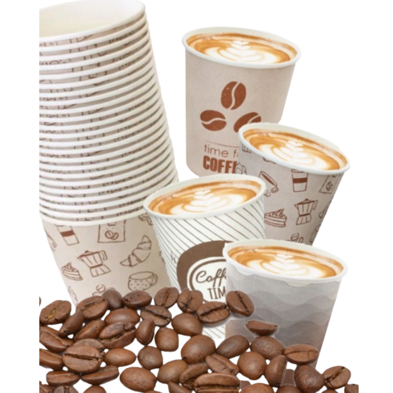 Clarina Kaffee-pappbecher, Verschiedene Muster, 250 Ml X 50 Stück