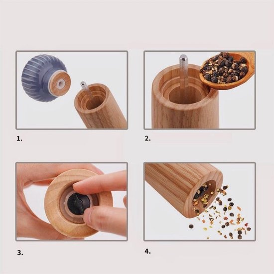 Manuelle Pfeffermühle Aus Holz Geeignet Für Meersalz Gewürze Und Keramik-gewürzgefäße Ideal Für Die Heimische Küche Restaurants Picknicks Usw 1 Weiß