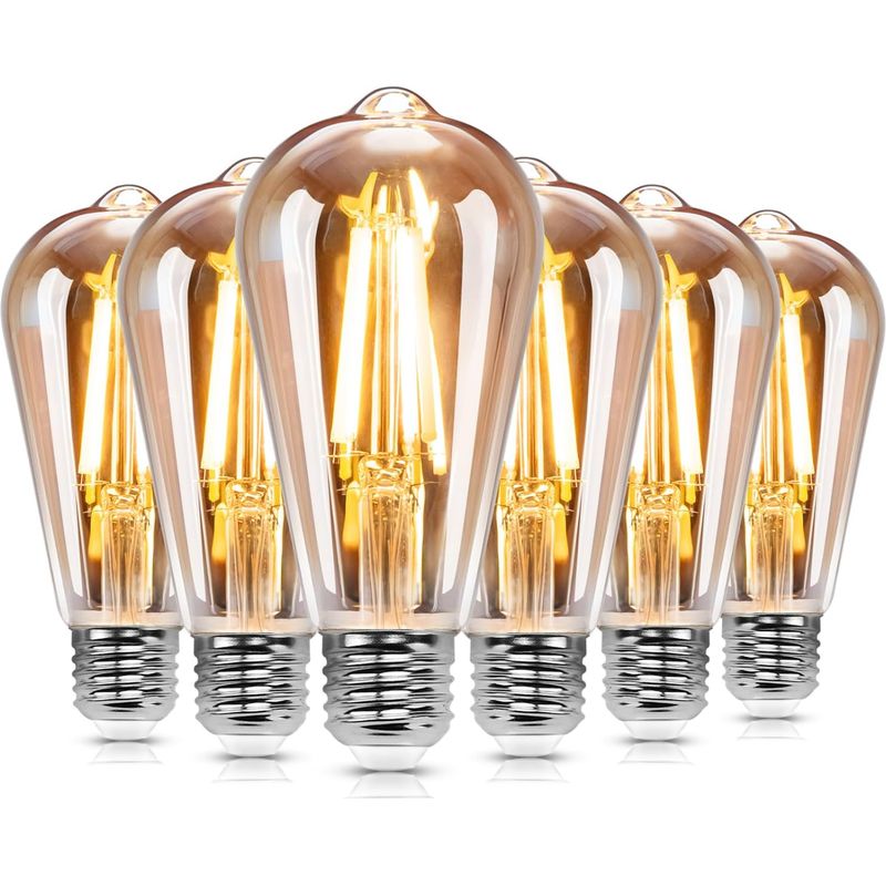 St64 Led-lampen, Edison-fassung. E27 8w = 109w, 1680 Lumen, Warmweißes Licht (2200k), Dekorative Lampe, Ideal Für Zuhause, Bars, Cafés Und Restaurants, Nicht Dimmbar, 6er-pack.