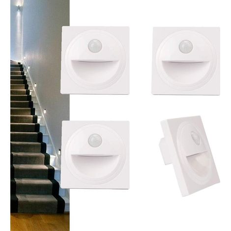 4er-pack Led-einbaustrahler Für Treppenhäuser, Warmweiß 3000k, Wandeinbauleuchte, Einbaulampe Für 86-mm-schalterdosen, Weiß