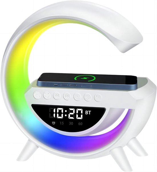 Bluetooth-lautsprecher 1 Stück Lautsprecher Kabellose Wiederaufladbare Schreibtischlampe Kabelloses Laden Multifunktional Led Nachttischlampe Weiß