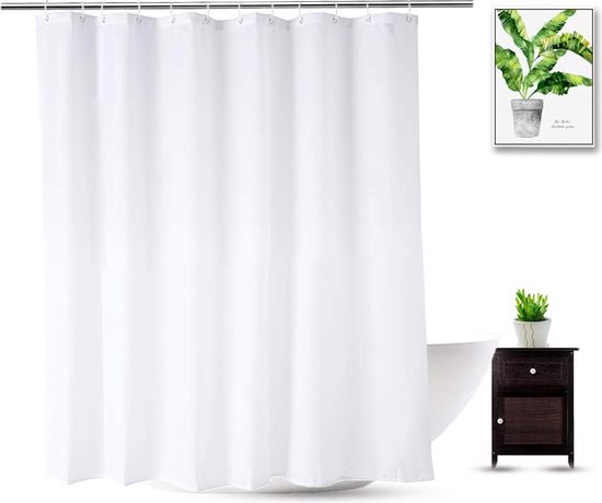 Anti Schimmel Duschvorhang Inkl. Ringe Wasserdicht Duschvorhang 150 X 180 Cm Polyester Weiß