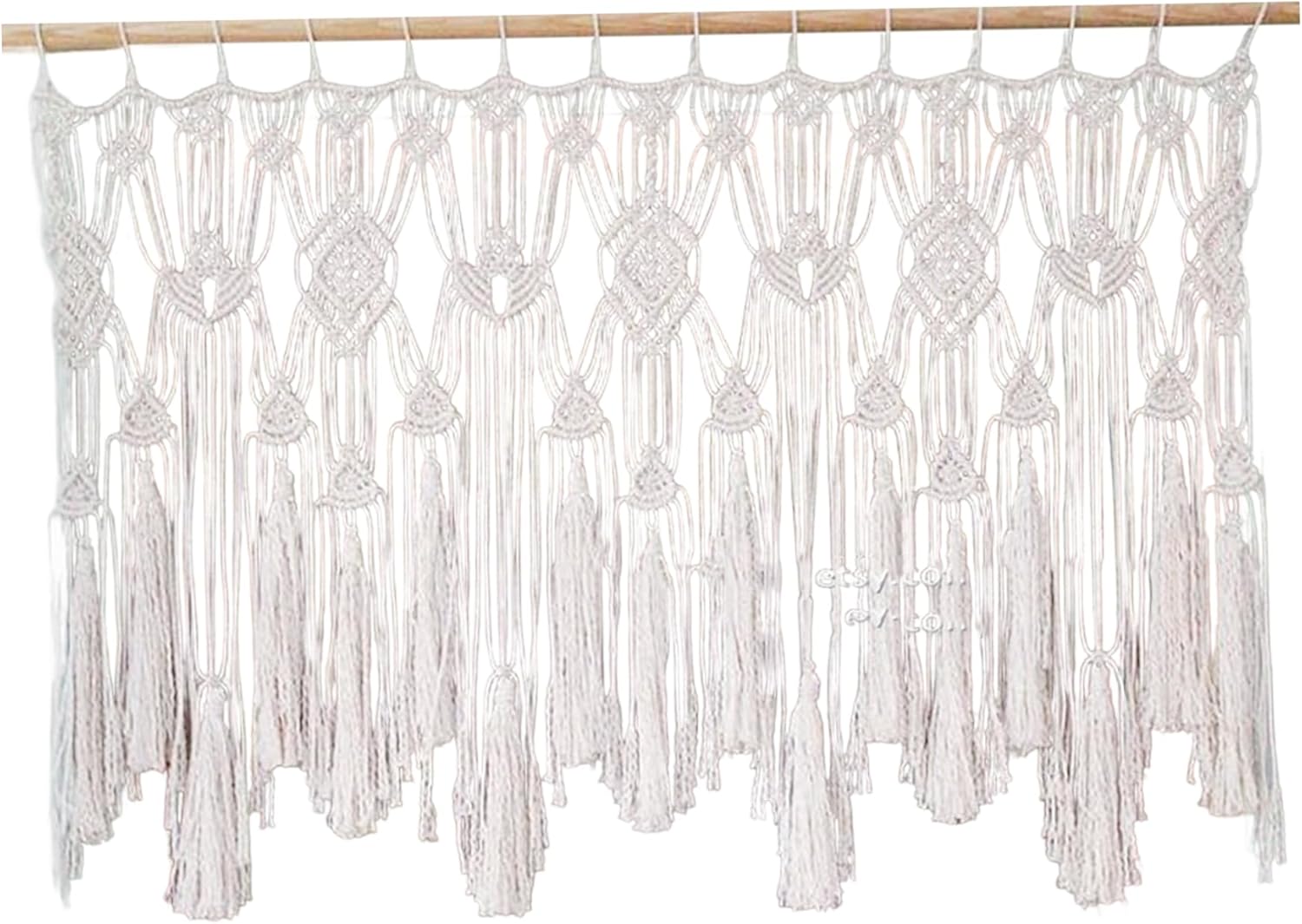 Macrame Curtains For Window, Cotton Rope Woven Macrame Valance Wall Hanging Short Boho Valance For Kitchen Bedroom Balcony Door 47 4 X 22 3.5 Inch For Party
