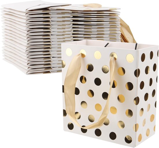 20 Kleine Geschenktüten Hochzeit Papiertüten Mit Henkeln Wiederverwendbare Geschenktüten Geschenktüte Mit Schleife Für Geburtstag Hochzeit Gold Weiß