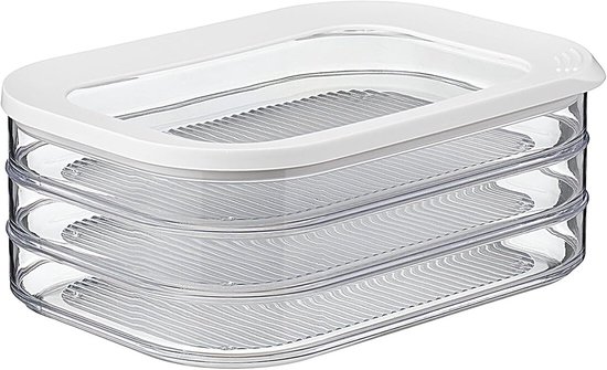 3 Stöckige Wurst Und Käsebox Weiß Aufbewahrungsbox Für Aufschnitt Im Kühlschrank Drei Separate Fächer Spülmaschinenfest