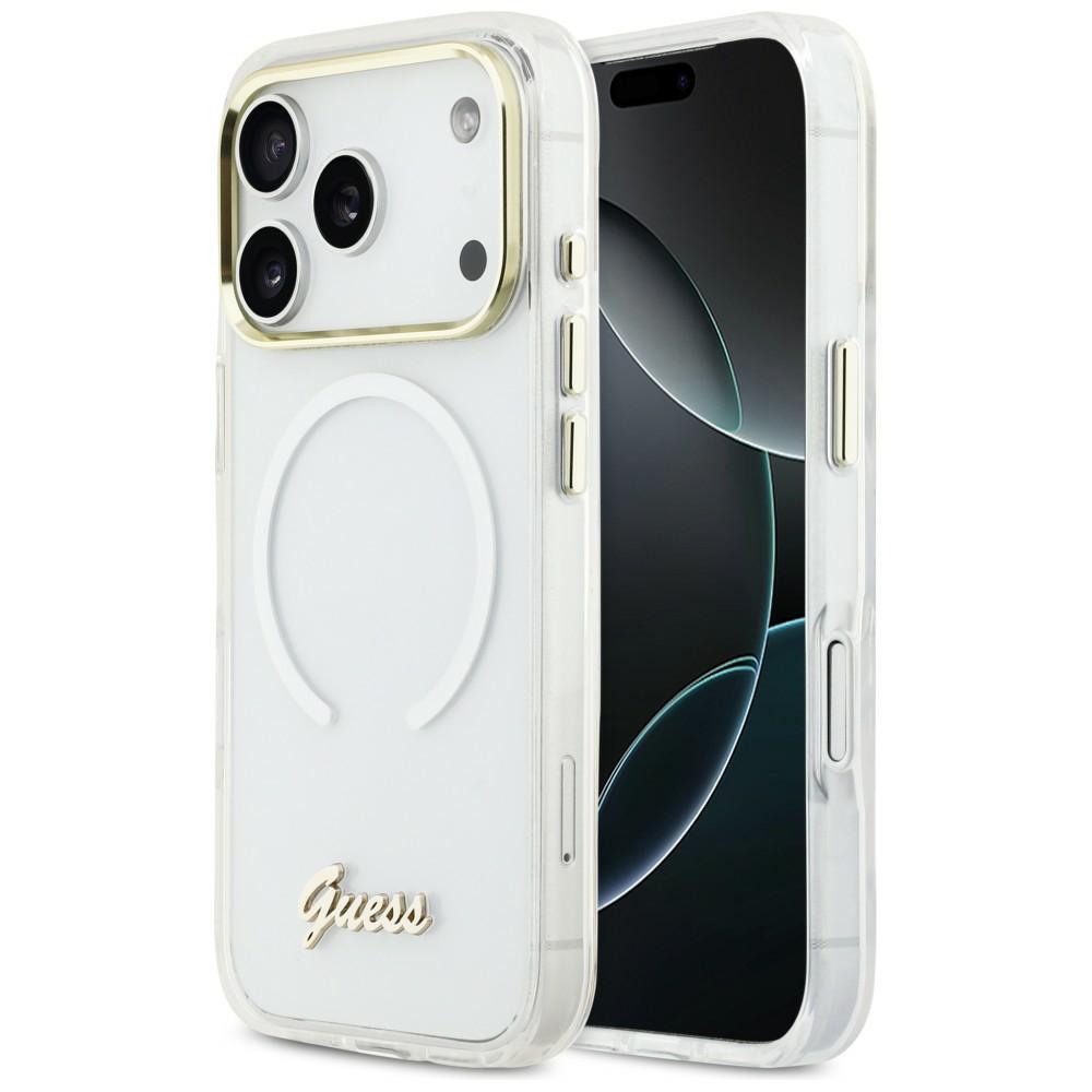 Guess Iml Gradient Script Metal Magsafe Hülle Für Iphone 17 Pro Weiß