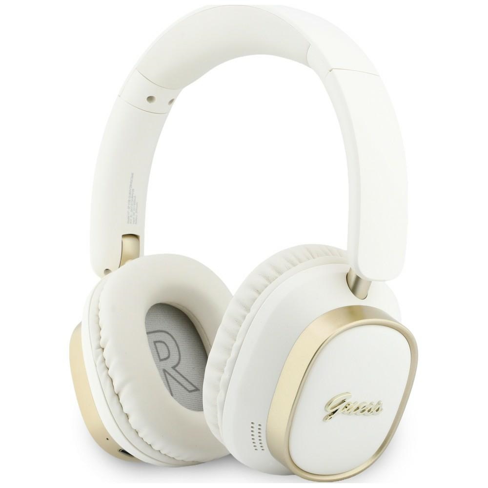 Guess Bluetooth Enc Rechteckige Metall-schriftzüge Weiße Over-ear-kopfhörer