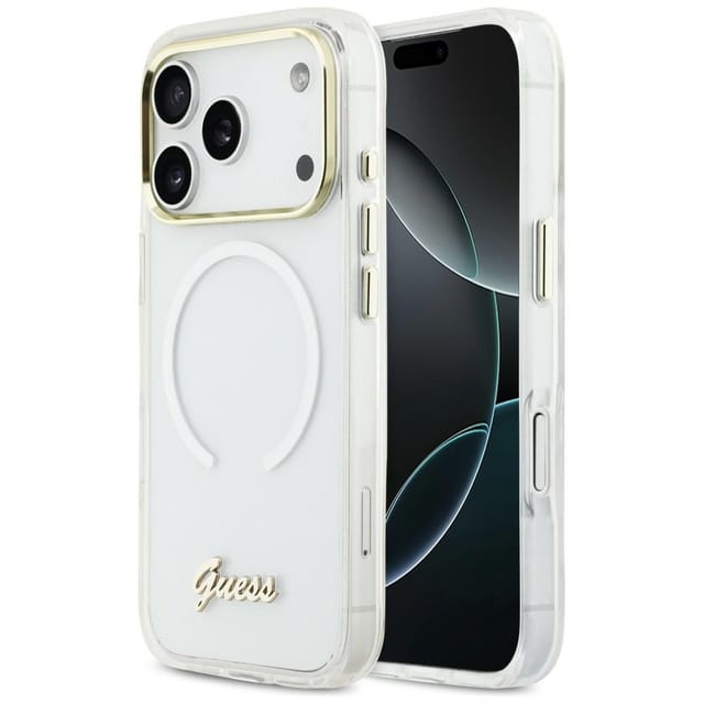 Guess Iml Gradient Script Metal Magsafe Hülle Für Iphone 17 Pro Max Weiß