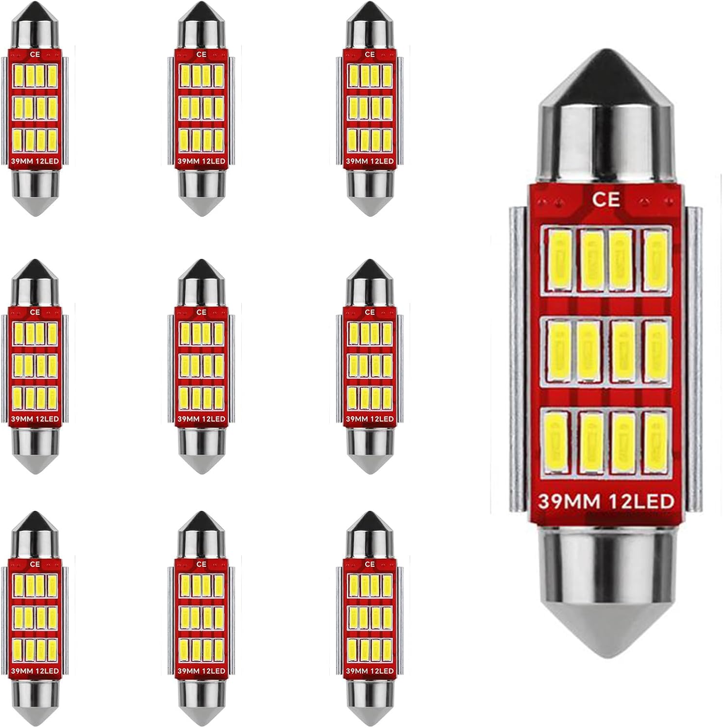 10 Stück Feston 6418 C5w Auto-led-lampe 39 Mm, Canbus-fehlerfrei, Innenraumbeleuchtung, Kennzeichenbeleuchtung, 12 V 500 Lm 12msd 4014 Chipsätze 6000 K (weiß)