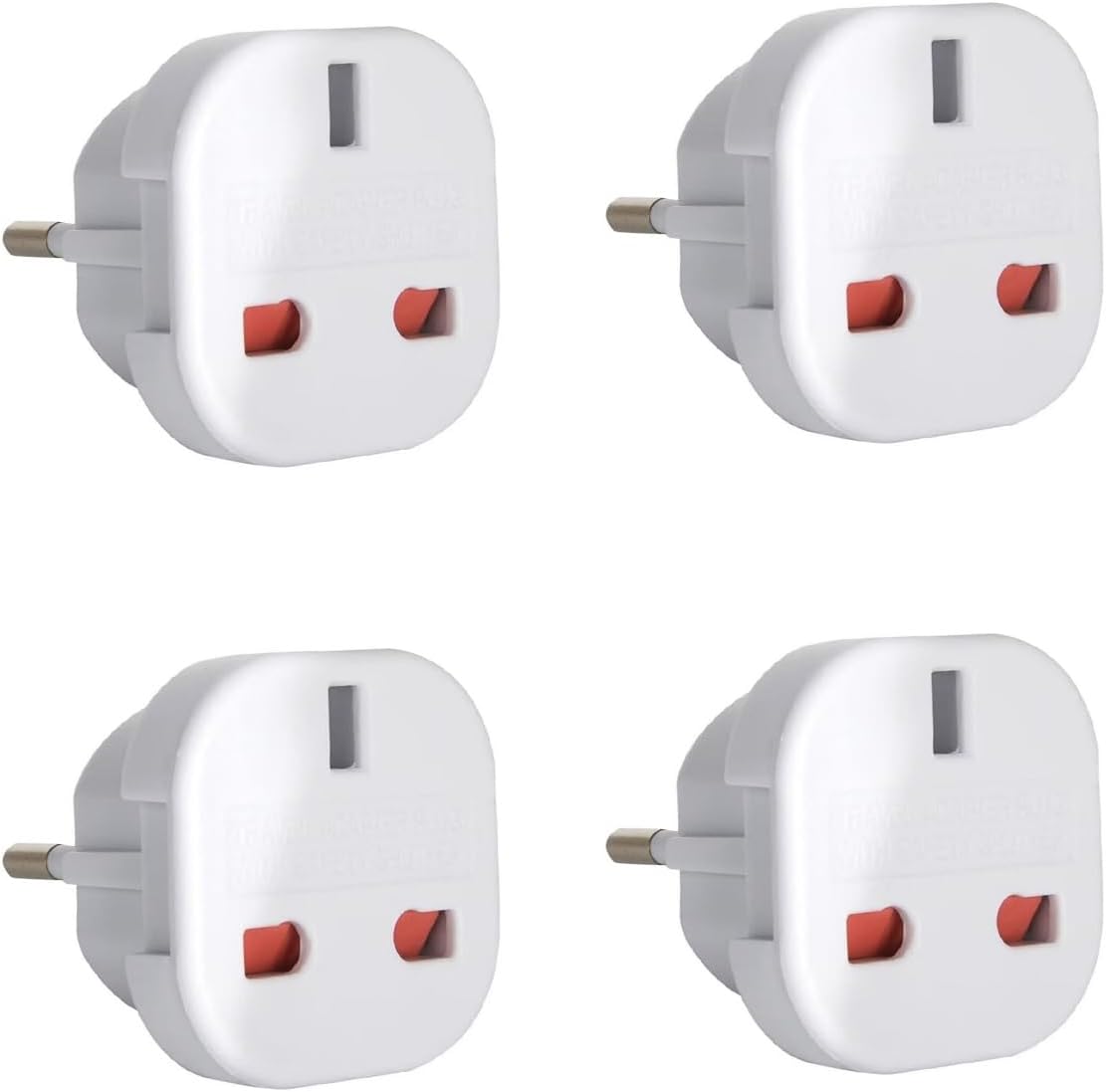 4-teiliges Reiseadapter-set (uk Auf Eu) Steckeradapter (uk Auf Französisch), Geeignet Für Europa, Frankreich, Deutschland, Italien, Spanien, Weiß