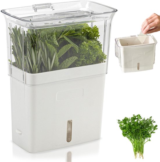 Gewürzgläser Vorratsgläser Kräuterbehälter Aufbewahrungsbehälter Für Frisches Gemüse Gemüselager Korianderbehälter Weiß Und Transparent 23 X 18 X
