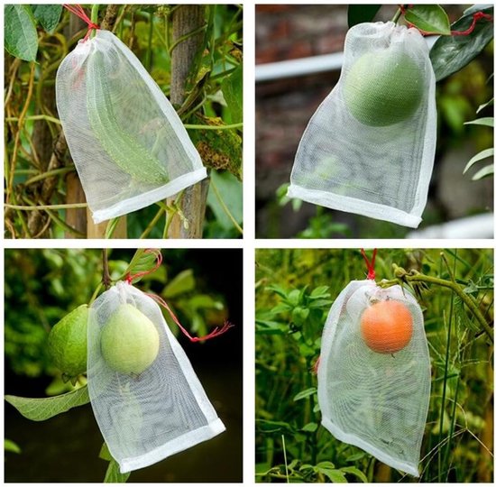 10 Stück Obstschutzbeutel 40 X 60 Cm, Insektenschutzbeutel Mit Kordelzug, Atmungsaktiver Netzbeutel, Wiederverwendbarer Obstschutzbeutel, Weißer