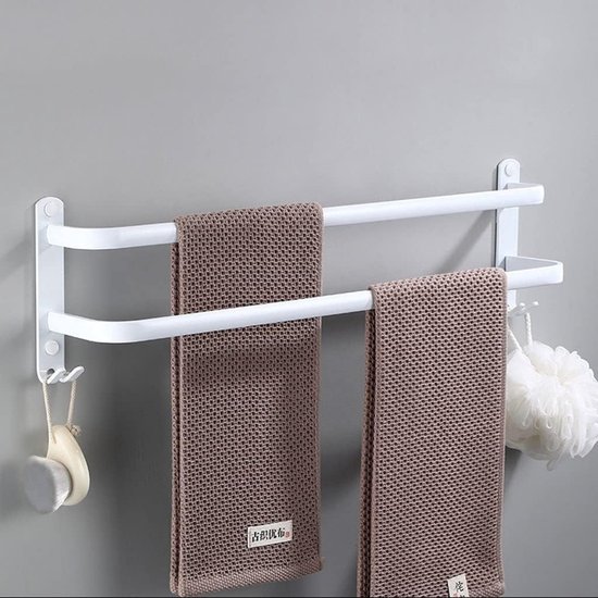 Weißer Handtuchhalter Wandmontierter, Mehrstufiger Handtuchhalter Mit Haken Platzsparender Aluminium Handtuchhalter Für Bad, Hotel, Küche Moderne
