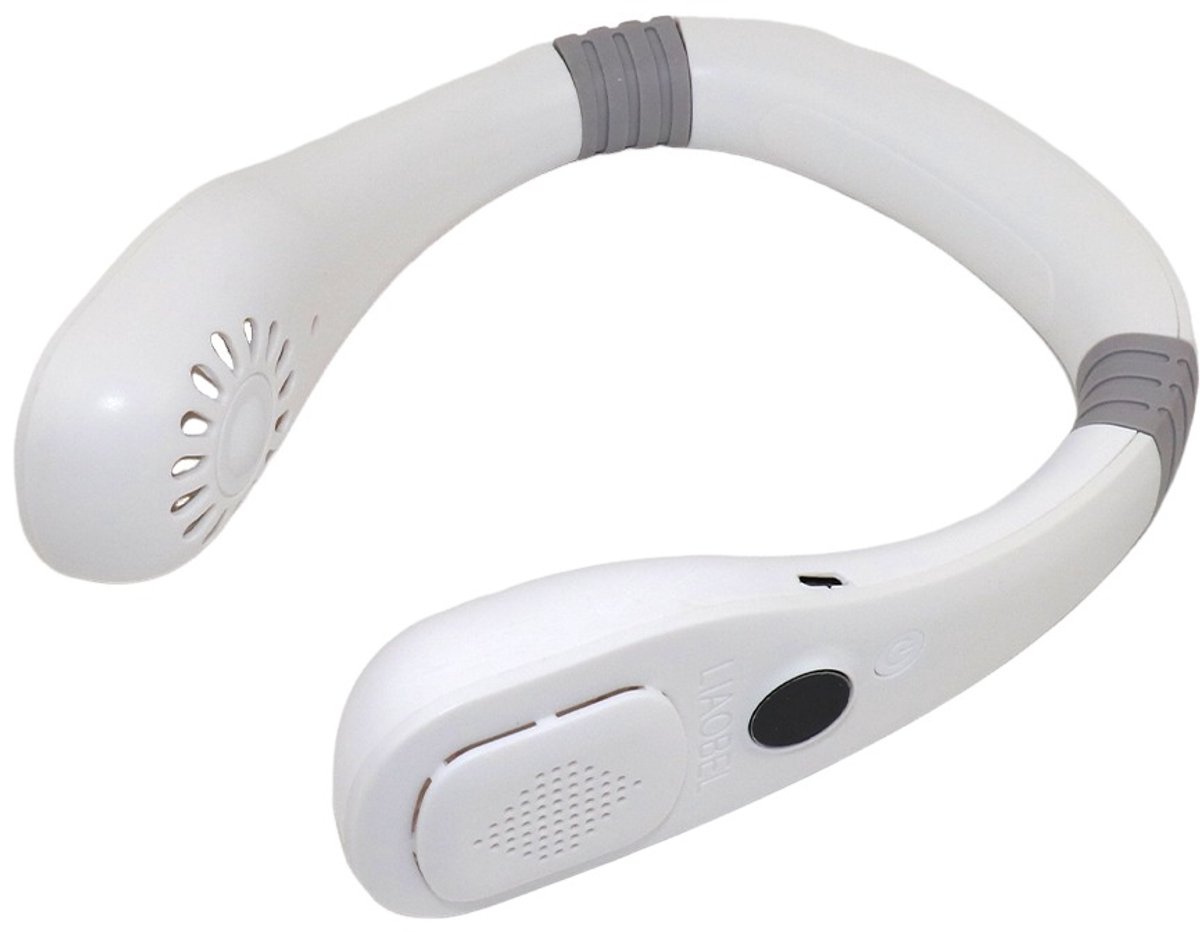 Ventilateur Cou Luxe Led - 3 Vitesses - 5000mah - Pliable - Rechargeable - Blanc