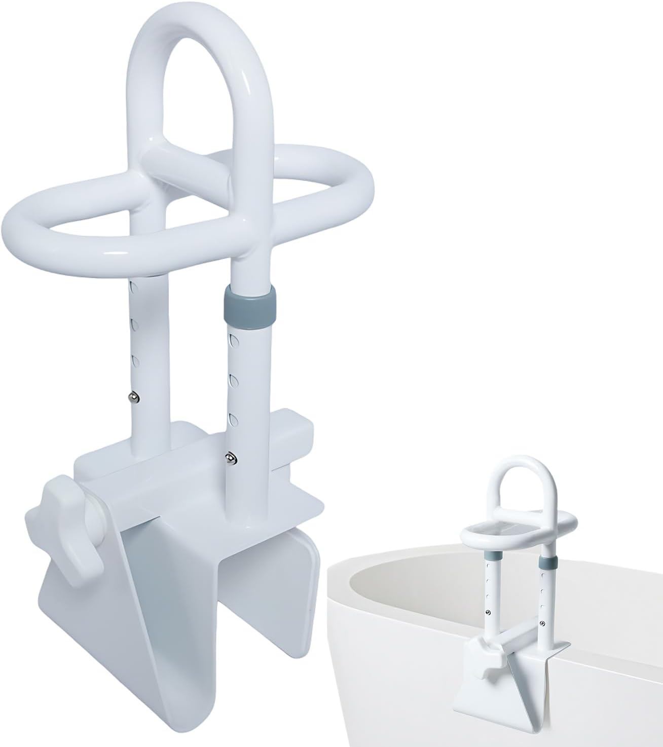 Bathtub, Entry Aid For Seniors, No Drilling, Height Adjustable, Carbon Steel Handles, Bath With Armrests Made Of Eva Foam, Adjustable Wall Thickness Width 8-17 Cm, Maximum Load 136 Kg