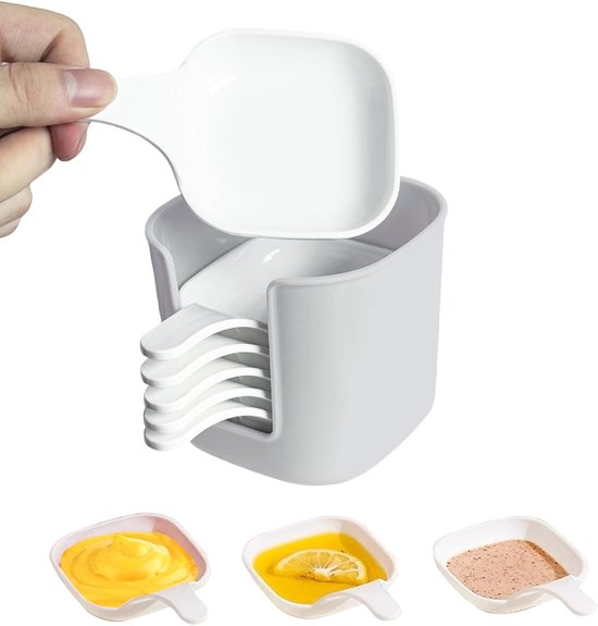 6-teiliges Dip-saucen-set Mit Ständer Mini-mehrweg-saucenschalen Geeignet Für Saucen Sushi Snacks Dip-saucenschalen Für Zuhause Die Küche Oder Weiß