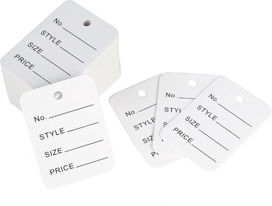 100 Stück Preisschilder 50 X 35 Mm Weiß Für Schmuck, Kleidung, Geschenke, Weihnachten